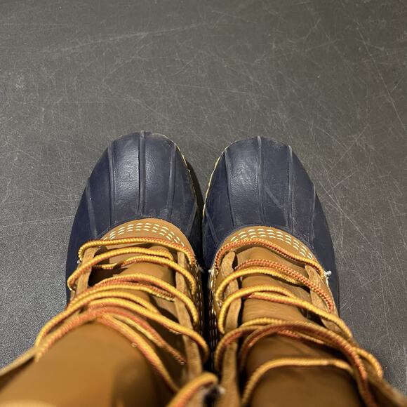 LL Bean Boots Womens 6 Brown Blue Duck Unlined Lace Up Boots - Picture 9 of 11